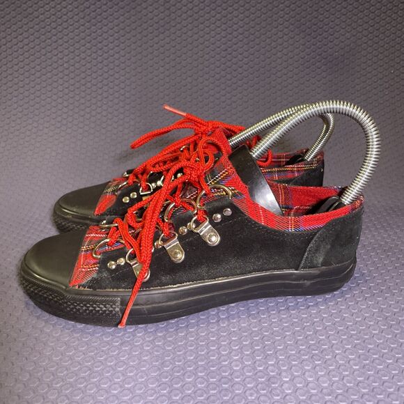 DEMONIA Deviant-05 Shoes Women Size 7 Black Red Goth Sneakers Christmas - Picture 3 of 10